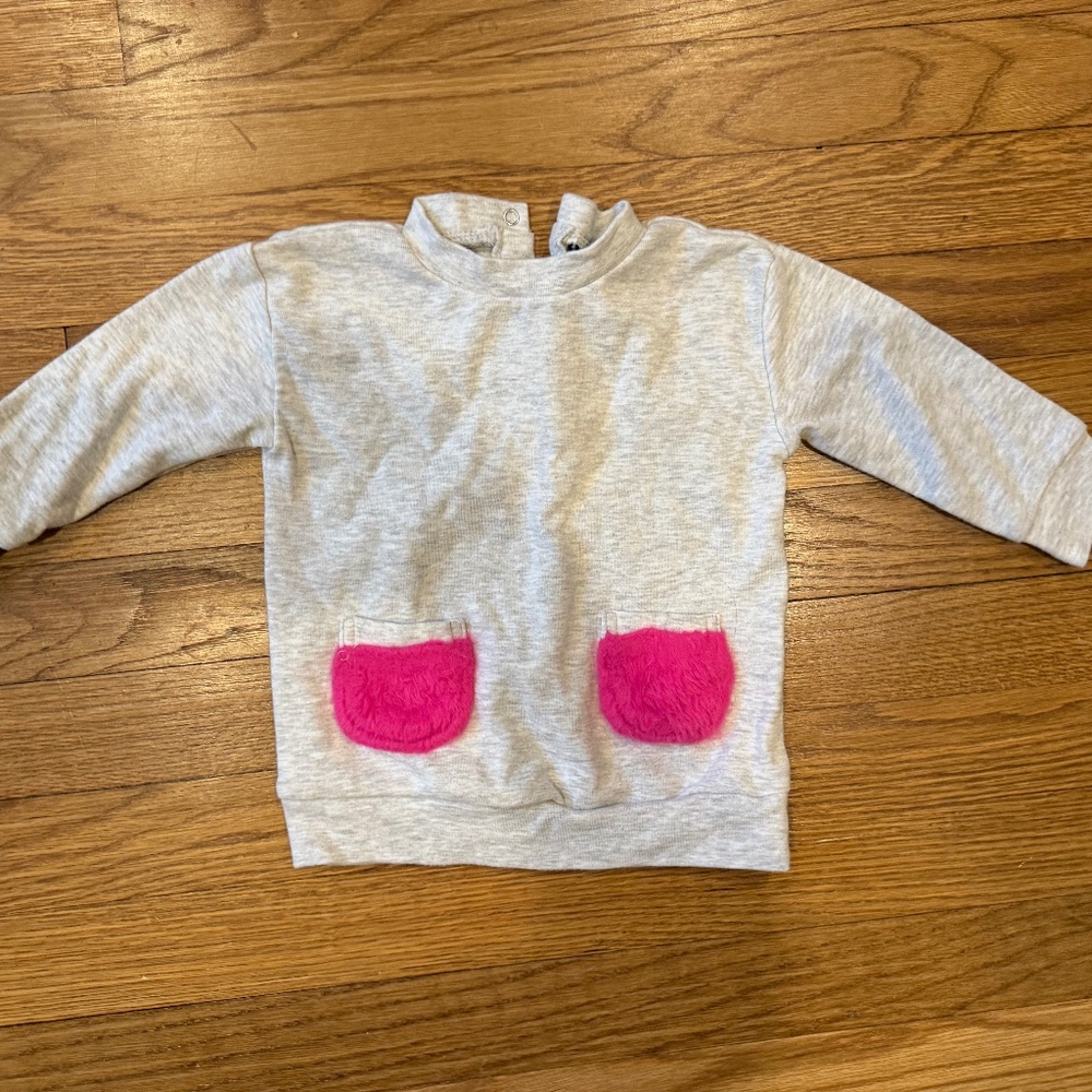 Andy & Evan pink-fuzz-pocket sweatshirt for baby girl 6-9 mo